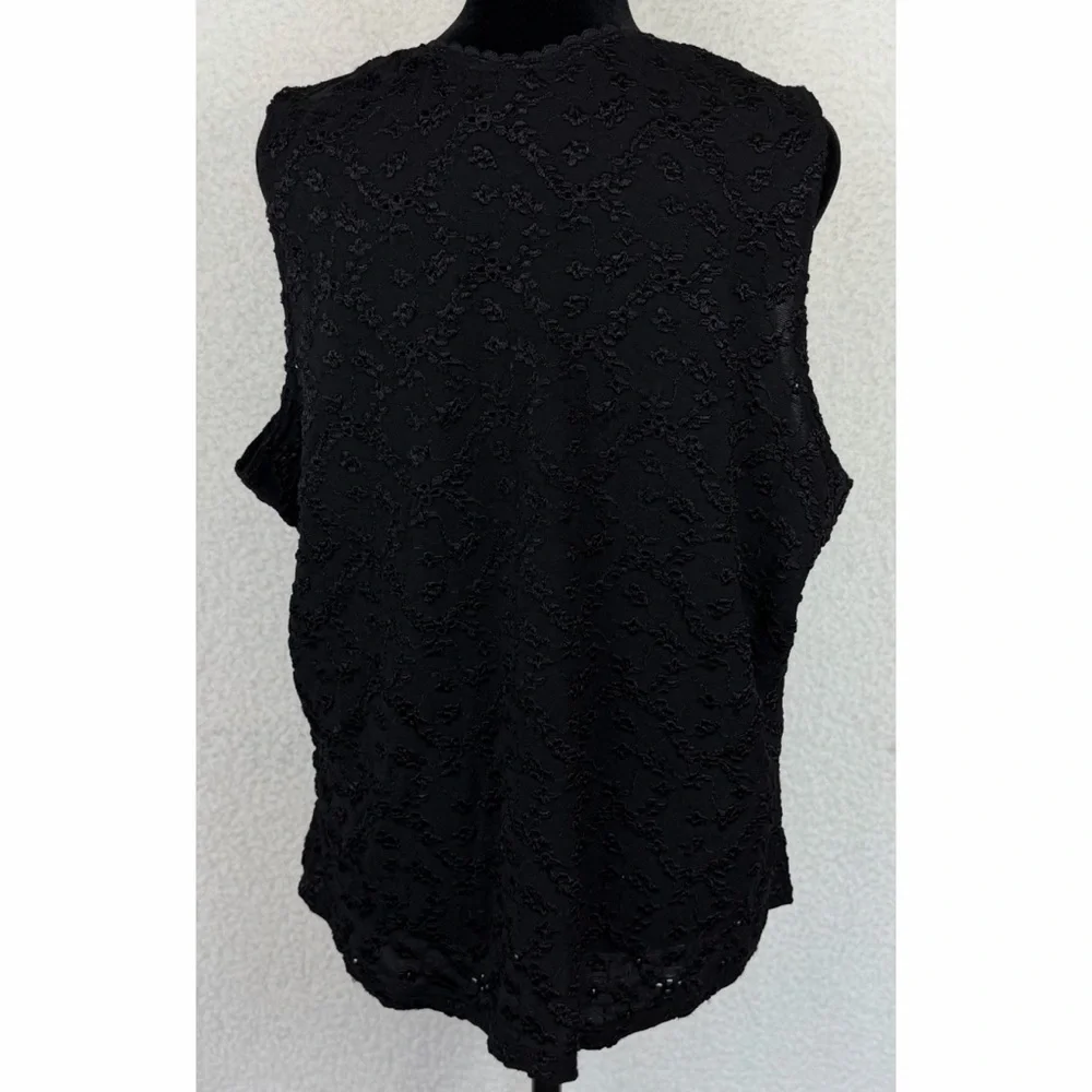 VENEZIA JEANS • Black Floral Embroidered Hook-Eye Corset-Style Tank Top, 26/28 - Picture 8 of 11